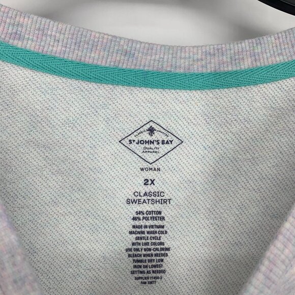 St. Johns Bay Sweatshirt Classic Gray Spacedye Pullover NWT - Picture 3 of 8